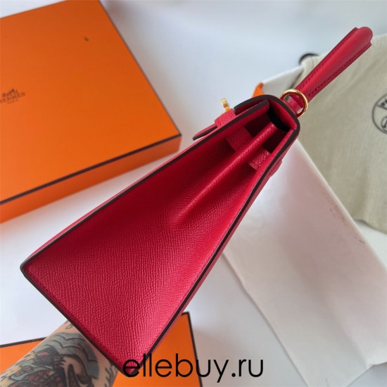 Hermes Hermès Kelly 25cm Epsom Q5 National Flag Red Waxed Thread Gold Hardware Hand-Stitched