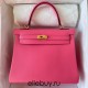 Hermes Hermès Kelly 25cm Swift Imported Plain Leather 8W New Lipstick Pink Waxed Thread Gold Hardware Hand-Stitched