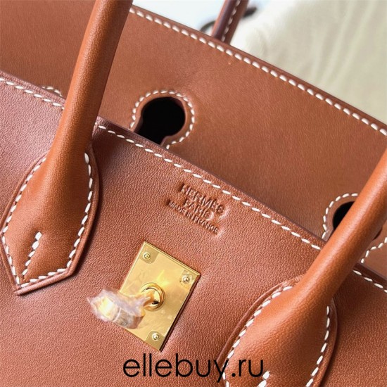 Hermes Hermès Birkin 25cm Barenia Smooth Grain Saddle Leather Ck37 Golden Brown Waxed Thread Gold Hardware Out of Stock Hand-Stitched