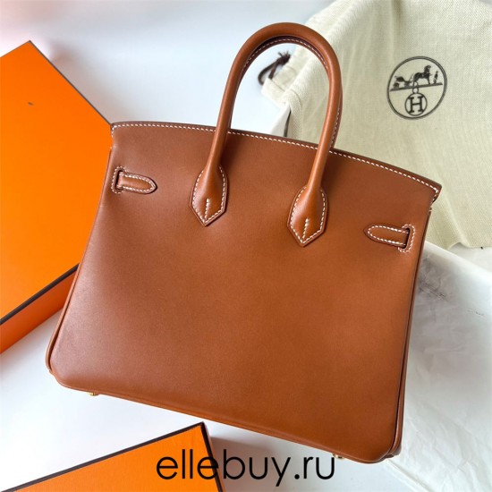 Hermes Hermès Birkin 25cm Barenia Smooth Grain Saddle Leather Ck37 Golden Brown Waxed Thread Gold Hardware Out of Stock Hand-Stitched