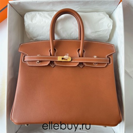 Hermes Hermès Birkin 25cm Barenia Smooth Grain Saddle Leather Ck37 Golden Brown Waxed Thread Gold Hardware Out of Stock Hand-Stitched