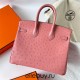 Hermes Hermès Birkin 25cm Kk Ostrich Leather Ck94 Ceramic Pink Waxed Thread Gold Hardware Out of Stock Hand-Stitched