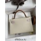 Hermes Hermès Mini Kelly 19cm Imported Epsom Leather Milk White with Dreamy Pink Purple and Golden Brown Accents Silver Hardware Hand-Stitched