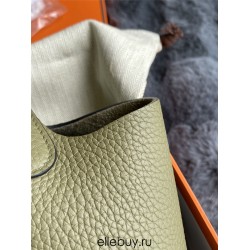 Hermes Hermès Picotin 18 Taurillon Clemence Q1 Sage Green Gold Hardware Hand-Stitched