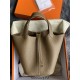 Hermes Hermès Picotin 18 Taurillon Clemence 18 Elephant Grey Gold Hardware Hand-Stitched