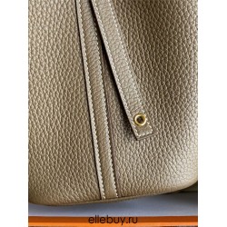 Hermes Hermès Picotin 18 Taurillon Clemence 18 Elephant Grey Gold Hardware Hand-Stitched