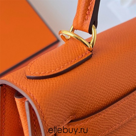 Hermes Hermès Kelly 28cm Epsom Ck93 Orange Waxed Thread Gold Hardware Out of Stock Hand-Stitched