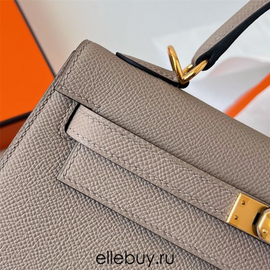 Hermes Hermès Kelly 25cm Epsom M8 Asphalt Grey Waxed Thread Gold Hardware Hand-Stitched