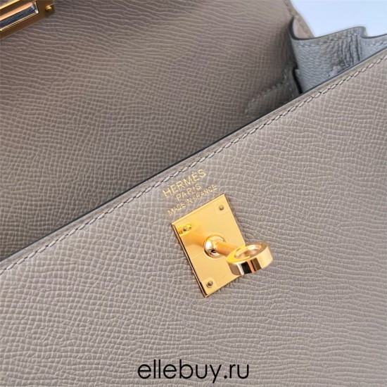 Hermes Hermès Kelly 25cm Epsom M8 Asphalt Grey Waxed Thread Gold Hardware Hand-Stitched