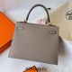 Hermes Hermès Kelly 25cm Epsom M8 Asphalt Grey Waxed Thread Gold Hardware Hand-Stitched