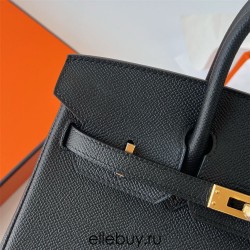 Hermes Hermès Birkin 25cm Epsom Ck89 Black Waxed Thread Gold Hardware Hand-Stitched