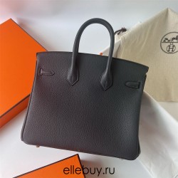 Hermes Hermès Birkin 25cm Togo Ck88 Graphite Grey Waxed Thread Silver Hardware Hand-Stitched