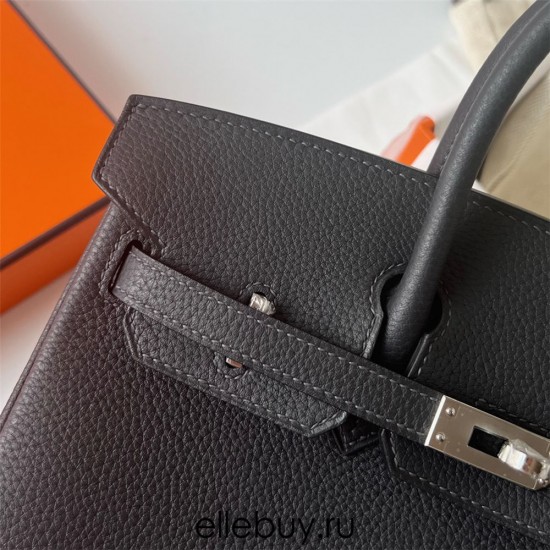 Hermes Hermès Birkin 25cm Togo Ck88 Graphite Grey Waxed Thread Silver Hardware Hand-Stitched