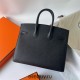 Hermes Hermès Birkin 25cm Sellier External Stitching Epsom Ck89 Black Hand-Stitched Silver Hardware Hand-Stitched