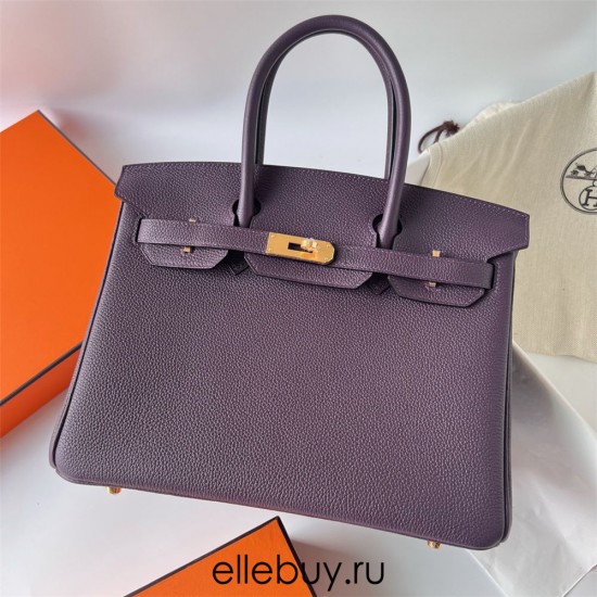 Hermes Hermès Birkin 30cm Togo 59 Grape Purple Waxed Thread Gold Hardware Hand-Stitched