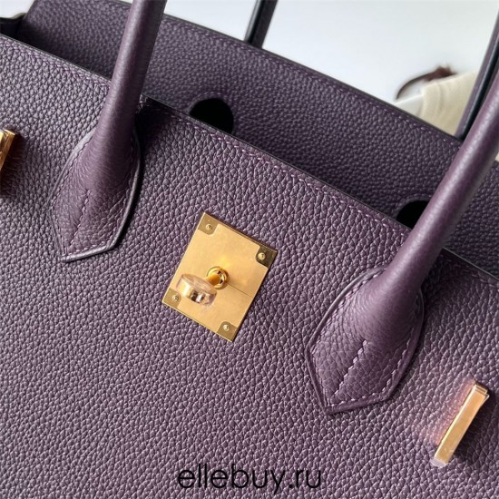 Hermes Hermès Birkin 30cm Togo 59 Grape Purple Waxed Thread Gold Hardware Hand-Stitched