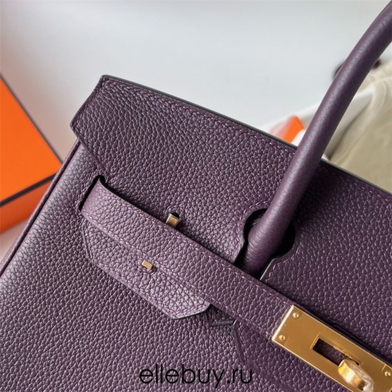 Hermes Hermès Birkin 30cm Togo 59 Grape Purple Waxed Thread Gold Hardware Hand-Stitched