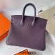 Hermes Hermès Birkin 25cm Togo 59 Grape Purple Waxed Thread Silver Hardware Hand-Stitched