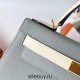 Hermes Hermès Kelly 28cm Epsom 8U Glacier Blue with I2 Cream White Waxed Thread Satin Gold Hardware Hand-Stitched