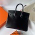 Hermes Hermès Birkin 25cm Box Leather Ck89 Black Waxed Thread Silver Hardware Hand-Stitched