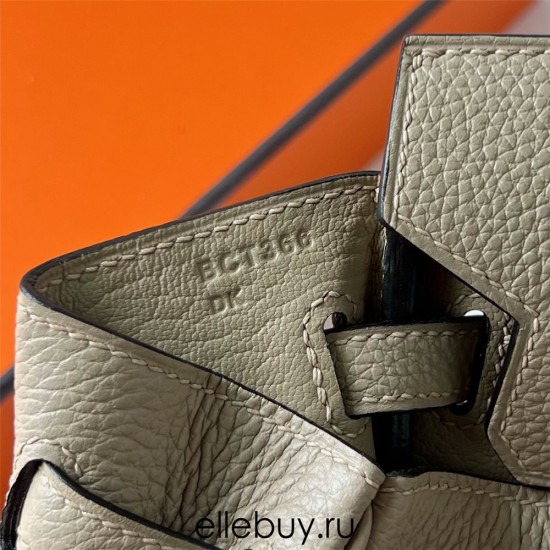 Hermes Hermès Birkin 25cm Togo Ck81 Dove Grey Waxed Thread Rose Gold hardware Hand-Stitched