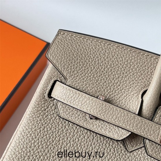 Hermes Hermès Birkin 25cm Togo Ck81 Dove Grey Waxed Thread Rose Gold hardware Hand-Stitched