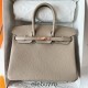 Hermes Hermès Birkin 25cm Togo Ck81 Dove Grey Waxed Thread Rose Gold hardware Hand-Stitched