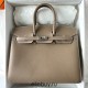 Hermes Hermès Birkin 25cm Sellier External Stitching Epsom Ck18 Elephant Grey Waxed Thread Silver Hardware Hand-Stitched