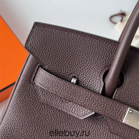 Hermes Hermès Birkin 30cm Togo Ck46 Ebony Waxed Thread Silver Hardware Hand-Stitched