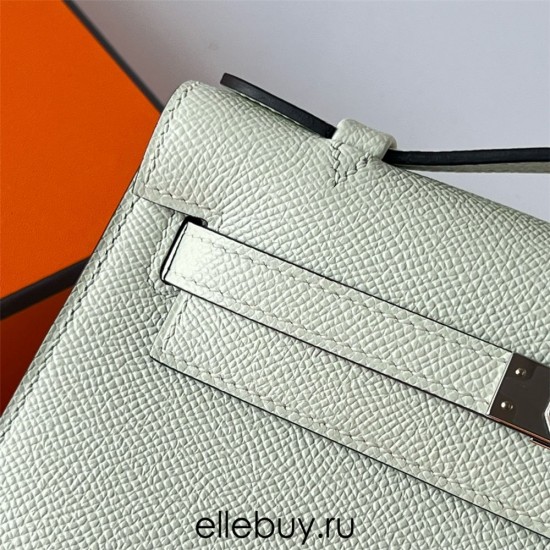 Hermes Hermès Mini Kelly 22cm Epsom 0S Bubble Green Waxed Thread Silver Hardware Hand-Stitched