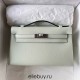 Hermes Hermès Mini Kelly 22cm Epsom 0S Bubble Green Waxed Thread Silver Hardware Hand-Stitched