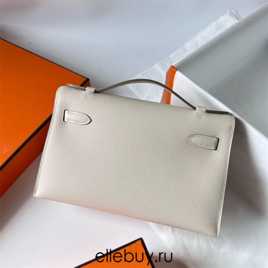 Hermes Hermès Mini Kelly 22cm Epsom Ck10 Milk White Waxed Thread Gold Hardware Hand-Stitched