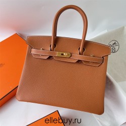 Hermes Hermès Birkin 30cm Epsom Ck37 Golden Brown Waxed Thread Gold Hardware Hand-Stitched