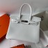 Hermes Hermès Birkin 30cm Togo 01 Pure White Waxed Thread Silver Hardware Hand-Stitched