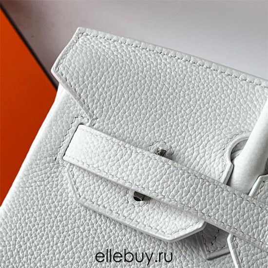 Hermes Hermès Birkin 30cm Togo 01 Pure White Waxed Thread Silver Hardware Hand-Stitched