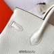 Hermes Hermès Birkin 25cm Togo 0T Mushroom White Waxed Thread Silver Hardware Hand-Stitched