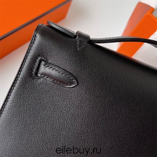 Hermes Hermès Mini Kelly 22cm Swift Imported Plain Leather Ck89 Black Waxed Thread Gold Hardware Hand-Stitched