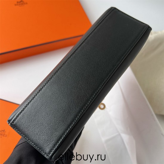 Hermes Hermès Mini Kelly 22cm Swift Imported Plain Leather Ck89 Black Waxed Thread Gold Hardware Hand-Stitched