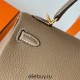 Hermes Hermès Kelly 25cm Togo Ck18 Elephant Grey Waxed Thread Gold Hardware Hand-Stitched