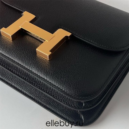 Hermes Hermès Constance 19cm Epsom Ck89 Black Waxed Thread Gold Hardware Hand-Stitched