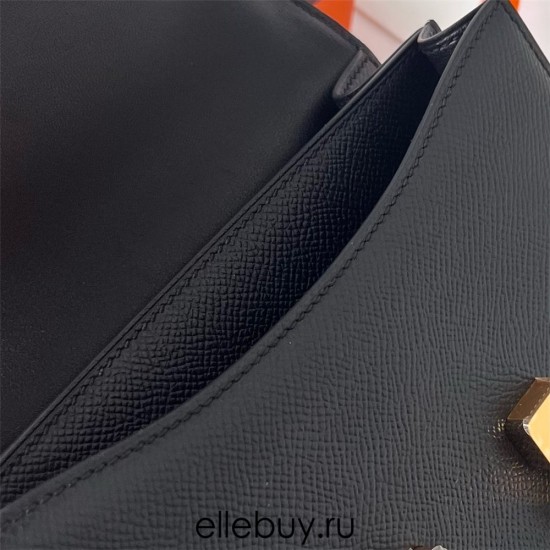 Hermes Hermès Constance 19cm Epsom Ck89 Black Waxed Thread Gold Hardware Hand-Stitched