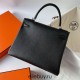 Hermes Hermès Kelly 25cm Togo Ck89 Black Waxed Thread Silver Hardware Hand-Stitched