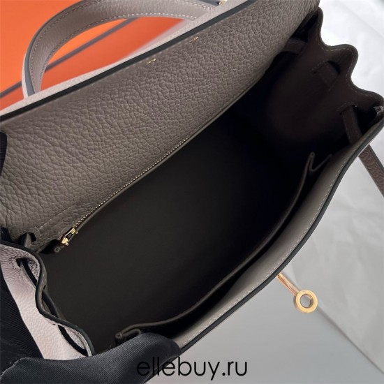 Hermes Hermès Kelly 25cm Togo M8 Asphalt Grey Waxed Thread Gold Hardware Hand-Stitched