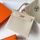 Hermes Hermès Kelly 25cm Togo Ck10 Milk White Waxed Thread Gold Hardware Hand-Stitched