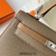 Hermes Hermès Kelly 25cm Triple Color Ck18 Elephant Grey/3G Chestnut/2S Sesame Waxed Thread Silver Hardware Hand-Stitched