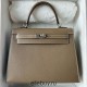 Hermes Hermès Kelly 25cm Epsom Ck18 Elephant Grey Waxed Thread Silver Hardware Hand-Stitched