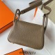 Hermes Hermès Mini Lindy 20cm Clemence Original Factory Leather Ck18 Elephant Grey Waxed Thread Gold Hardware Hand-Stitched