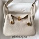 Hermes Hermès Mini Lindy 20cm Clemence Original Factory Top-Grade Cowhide Ck10 Milk White Waxed Thread Gold Hardware Hand-Stitched