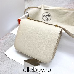 Hermes Hermès Constance 19cm Epsom Mirror Style Ck10 Milk White Waxed Thread Gold Hardware Hand-Stitched