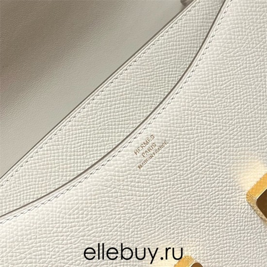 Hermes Hermès Constance 19cm Epsom Mirror Style Ck10 Milk White Waxed Thread Gold Hardware Hand-Stitched